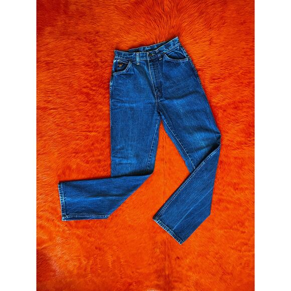 Vintage 70s Wrangler Jeans | High Waist Straight Leg | Mid Blue Wash | Size 25 - Picture 2 of 7